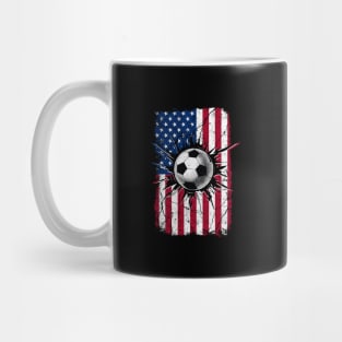 Vintage Soccer 4th of July Men USA American Flag Boys Mug